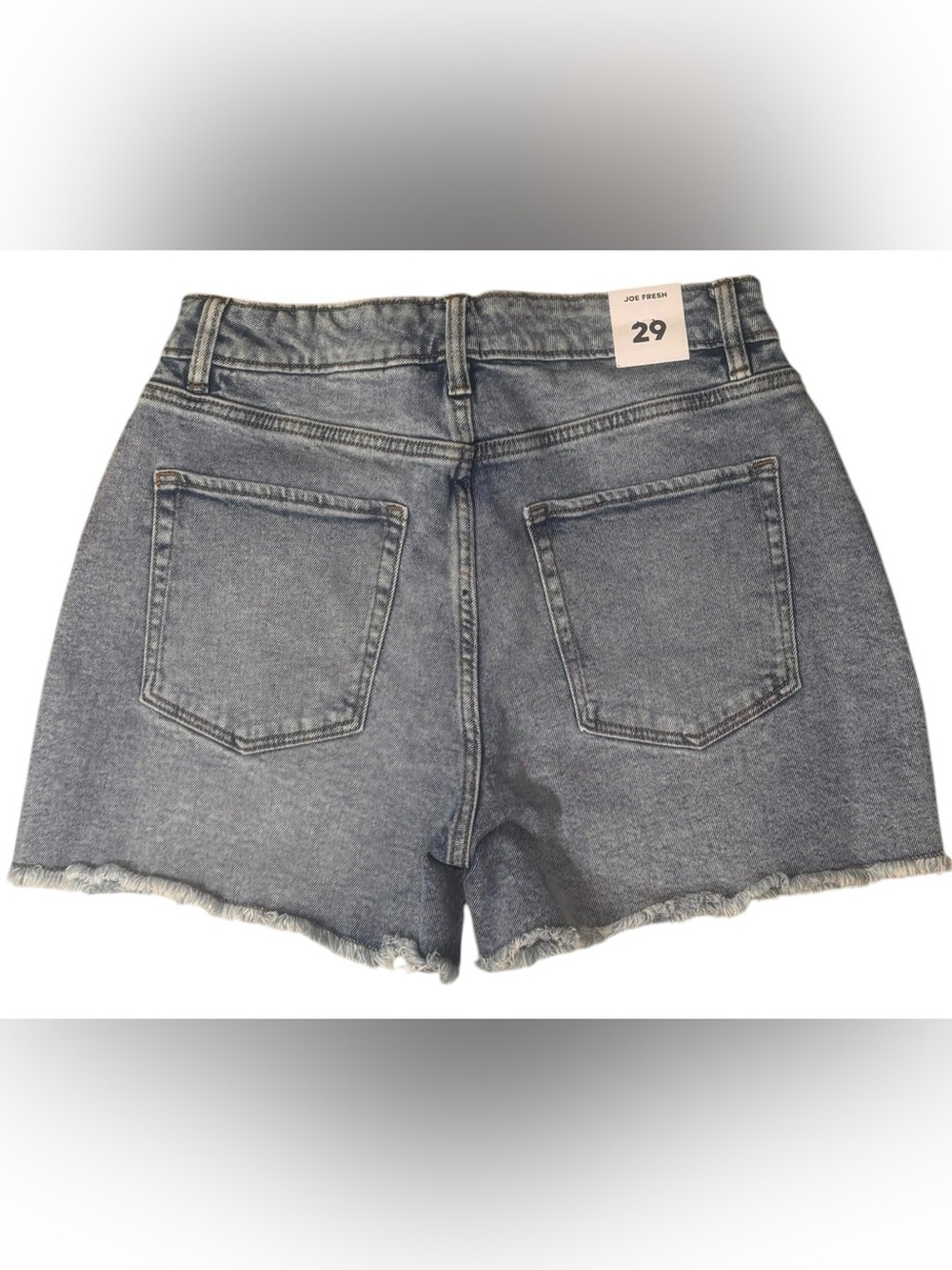 Joe Fresh High Rise Denim Shorts Size 29 Light Wash Raw Hem Jean Shorts